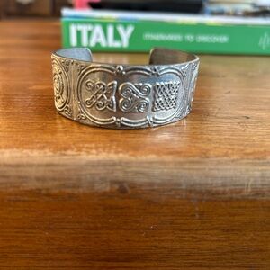Celtic pretty  Made in Ireland Engraved pewter Silver-Tone Cuff Bracelet